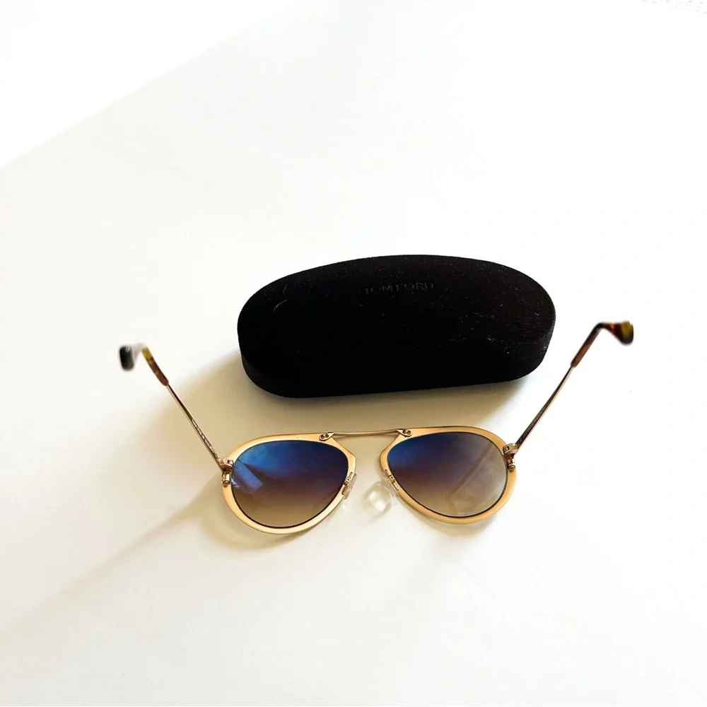 Tom Ford Dashel TF508 Aviator Unisex Sunglasses in Rose Gold EUC